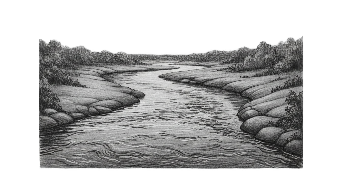 river png black and white PNG transparent background