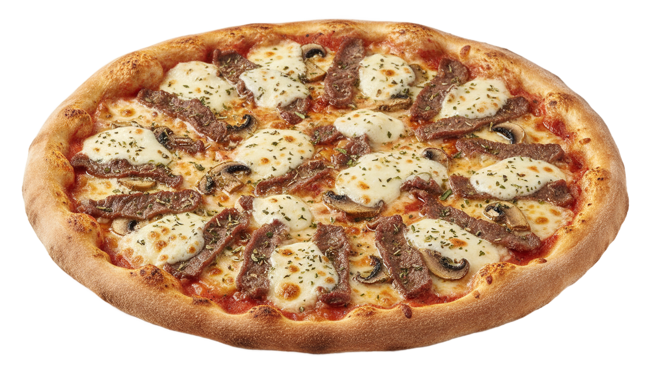 beef and mushroom pizza png PNG transparent background
