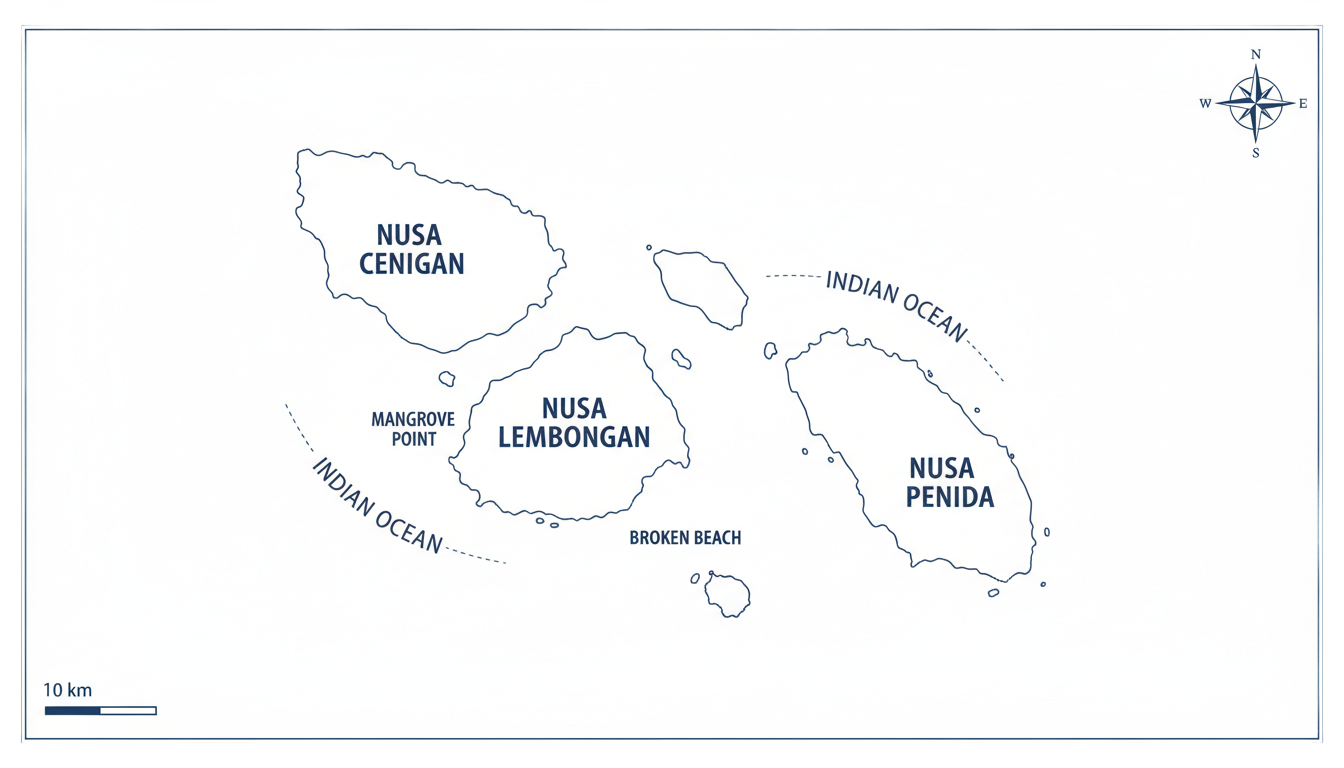 nusa island png map PNG transparent background