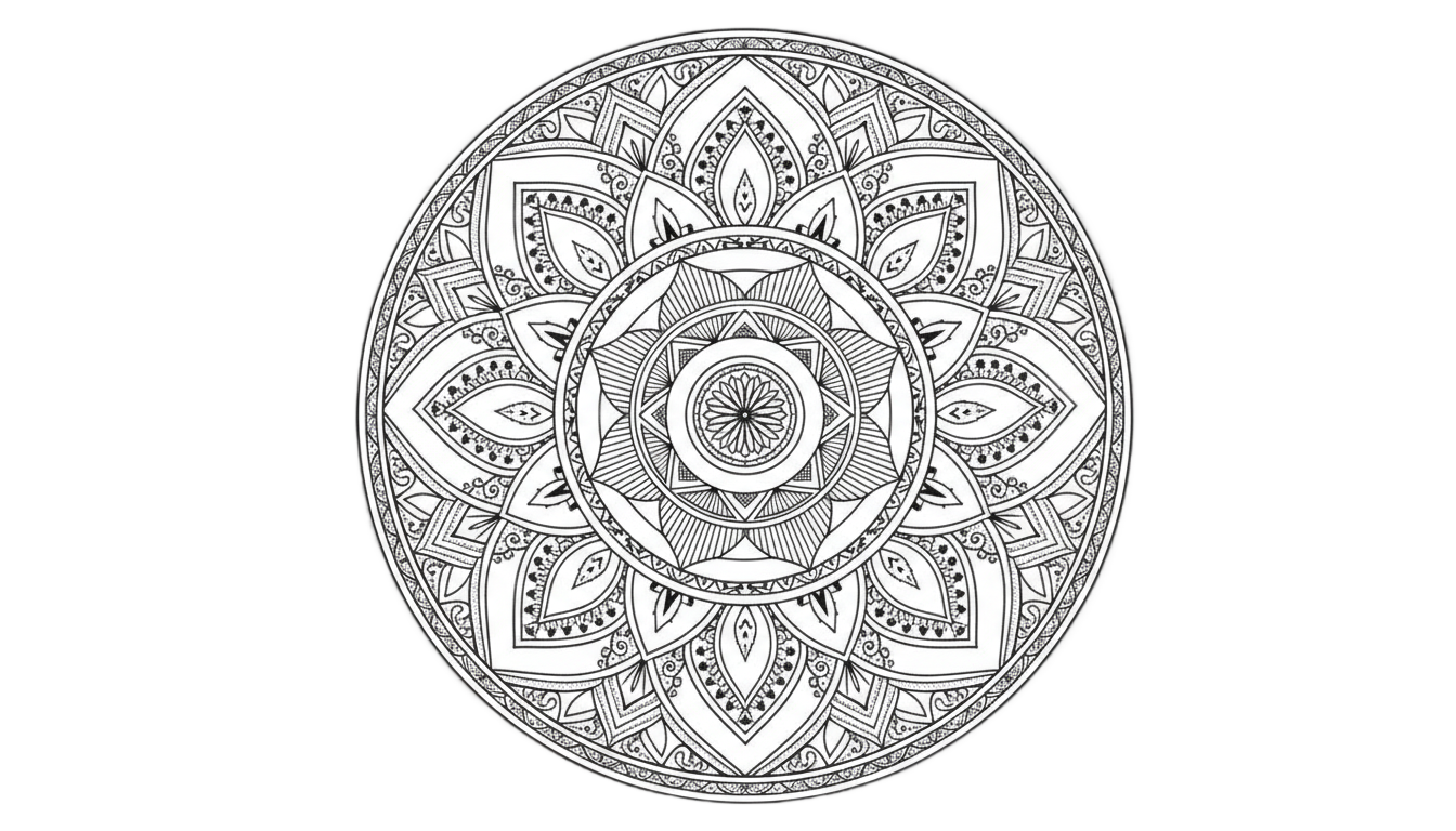 mandala black and white png PNG transparent background