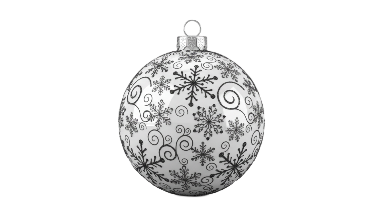 christmas ornament png black and white PNG transparent background