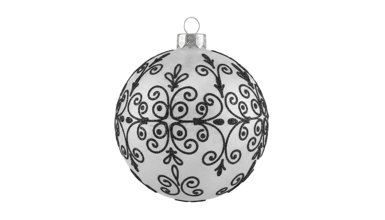 christmas ornament png black and white PNG transparent background