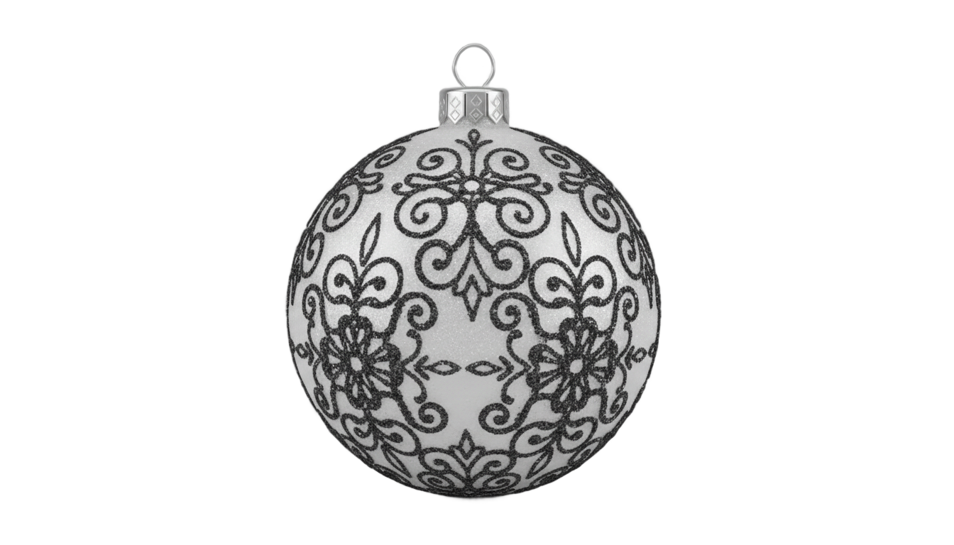 christmas ornament png black and white PNG transparent background