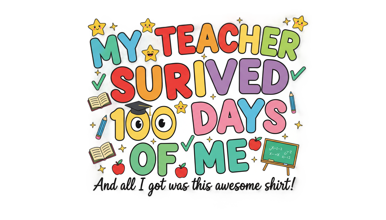 my teacher survived 100 days of me png PNG transparent background