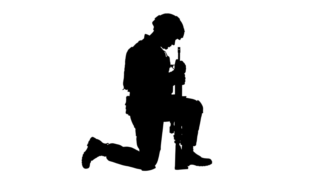 kneeling soldier silhouette png PNG transparent background
