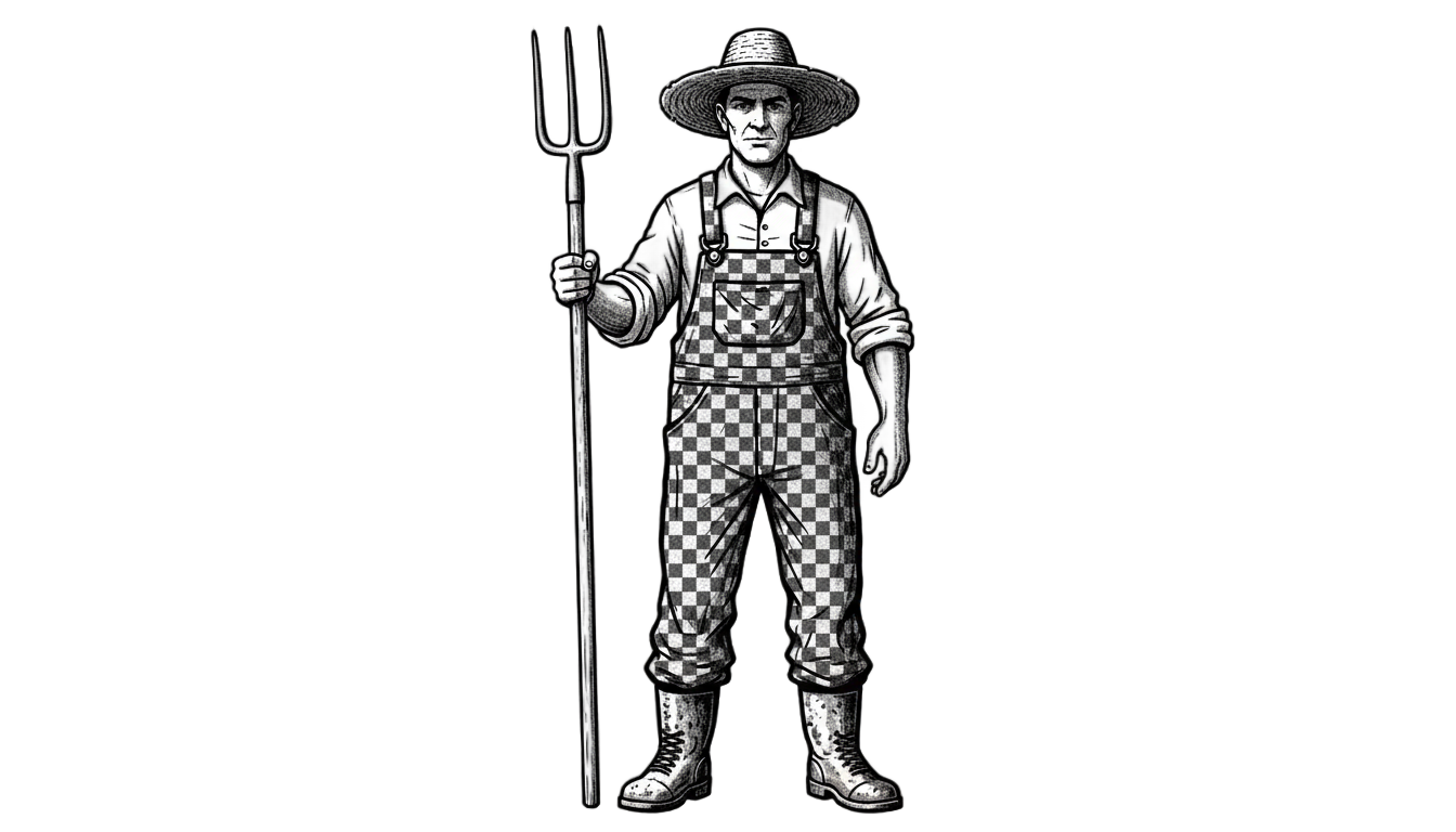 farmer png black and white PNG transparent background
