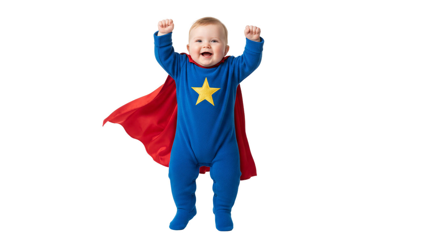 baby superhero png PNG transparent background