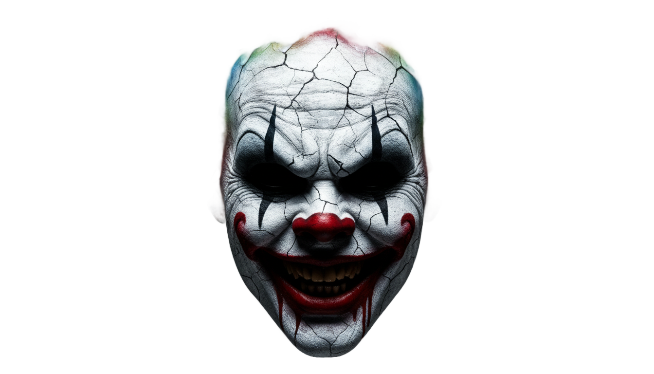 scary clown face png PNG transparent background