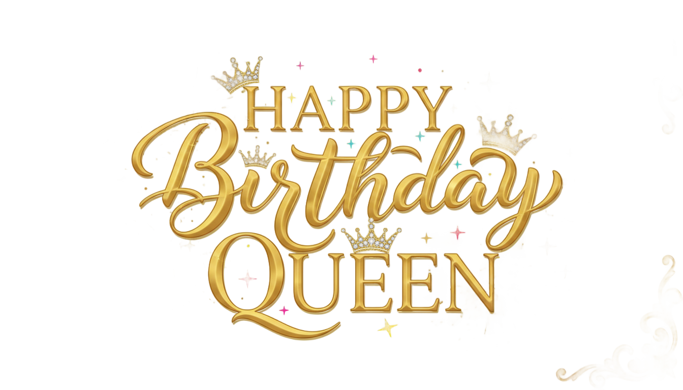 happy birthday queen png text PNG transparent background