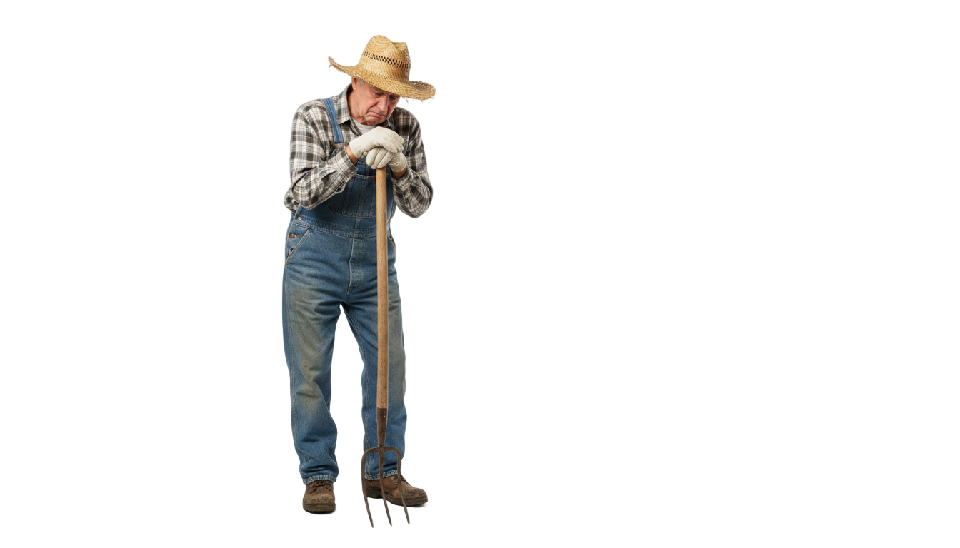 sad farmer png PNG transparent background