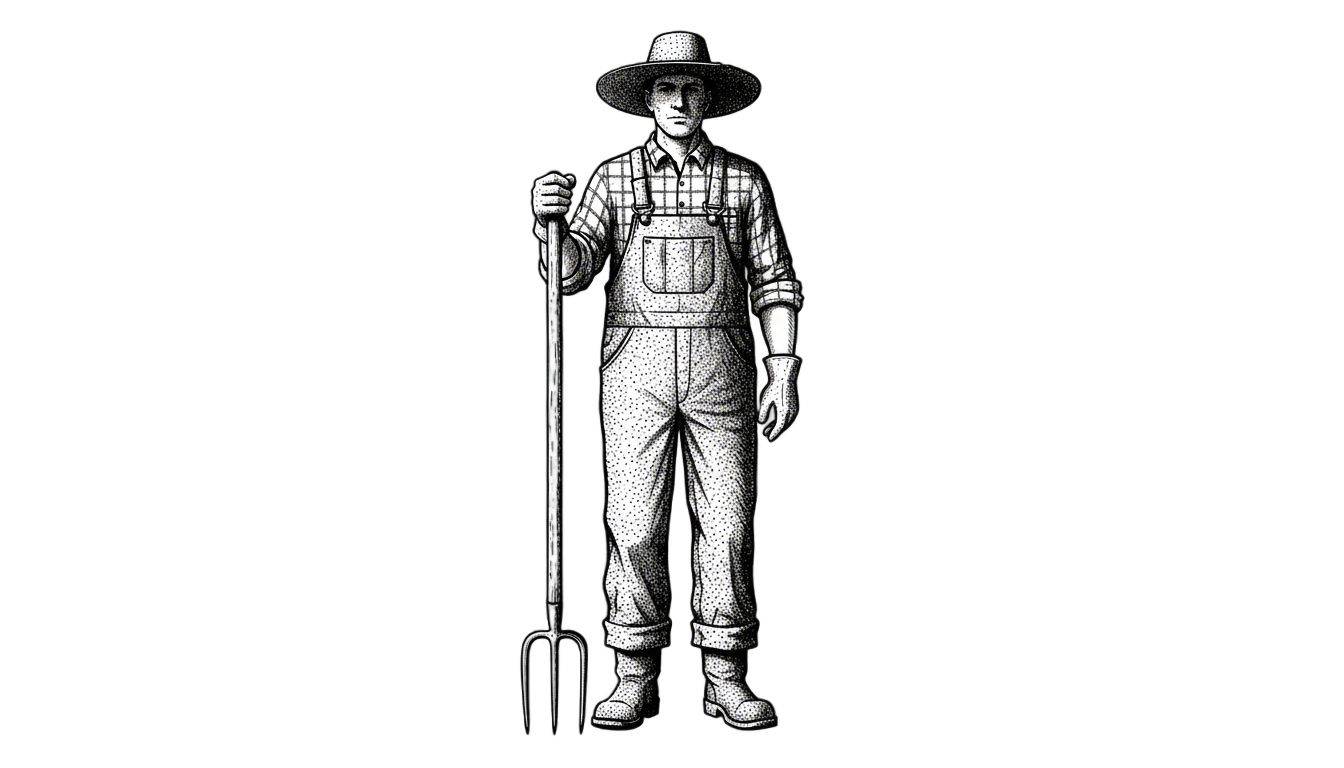 farmer png black and white PNG transparent background