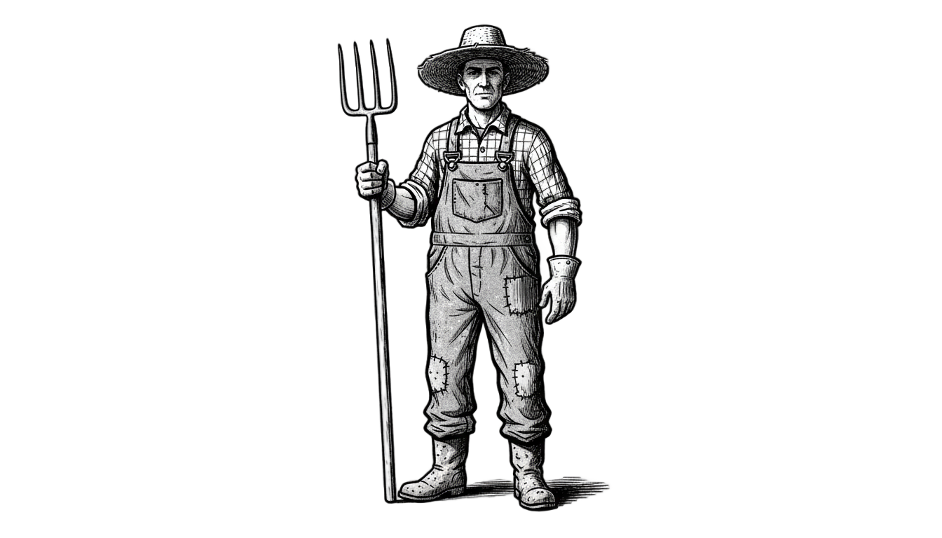 farmer png black and white PNG transparent background