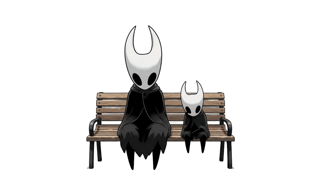 hollow knight sitting on bench png PNG transparent background