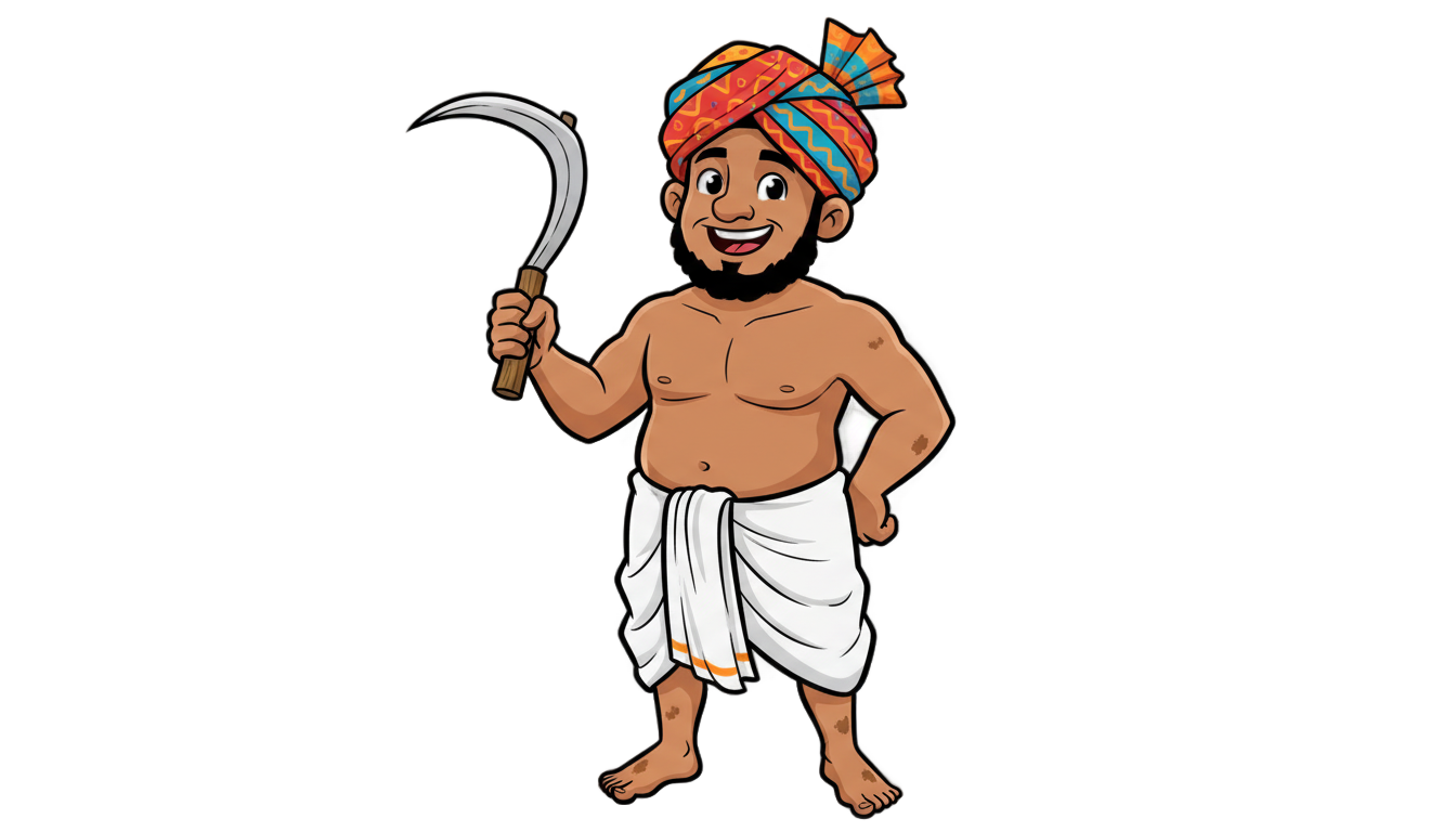 indian farmer cartoon png PNG transparent background