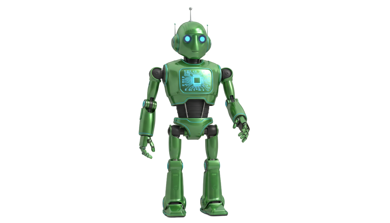 green ai robot png PNG transparent background