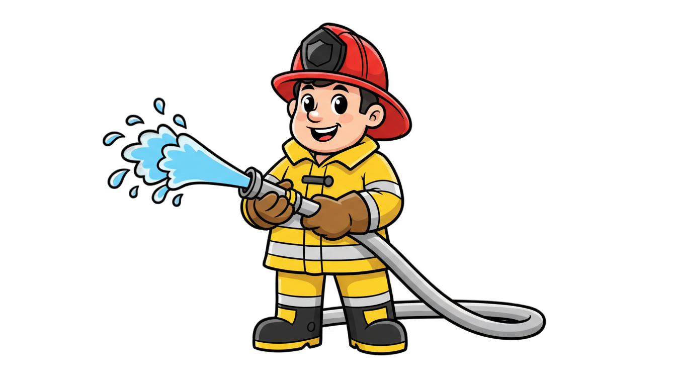 firefighter png cartoon PNG transparent background