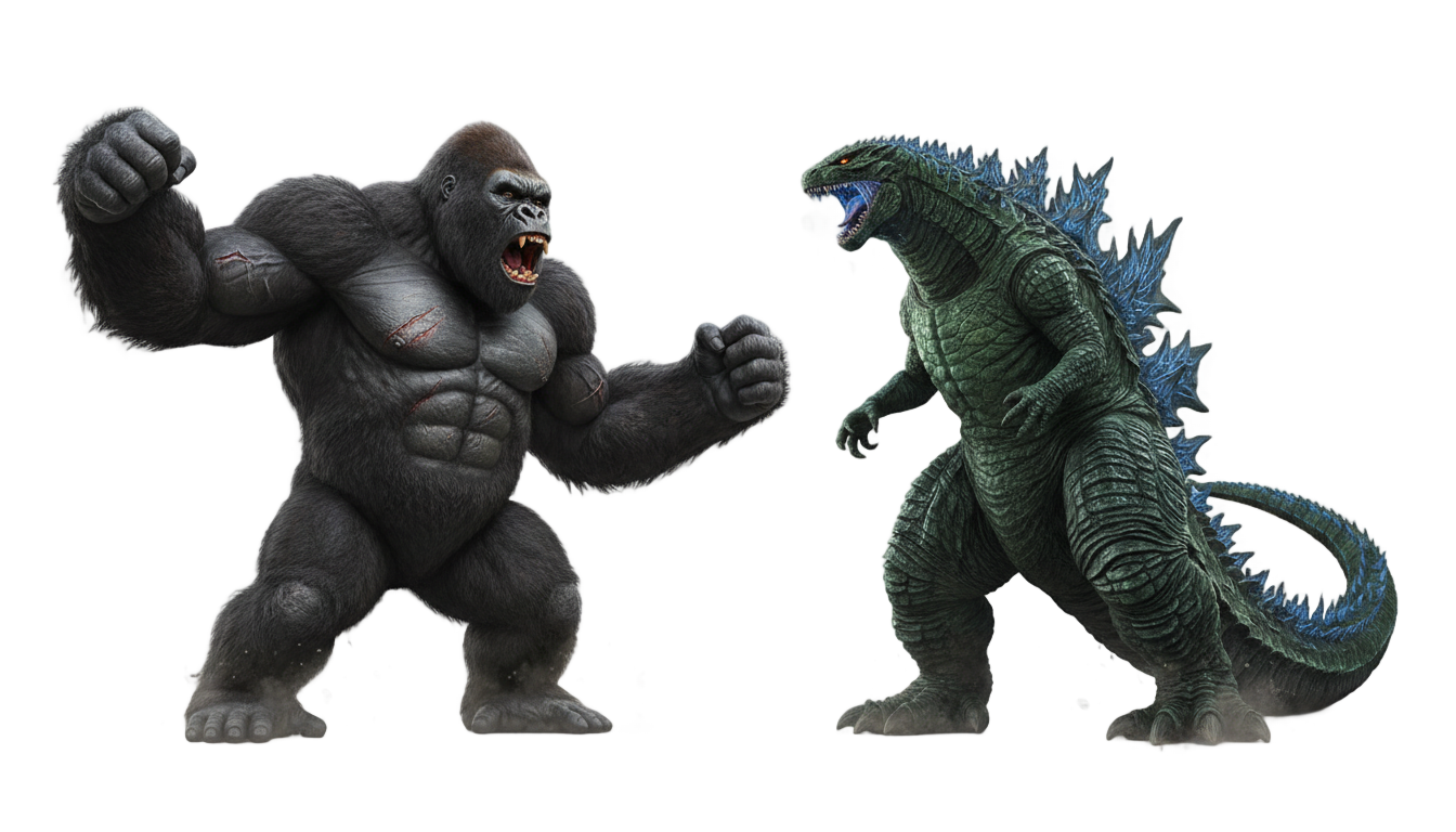 king kong vs godzilla png PNG transparent background