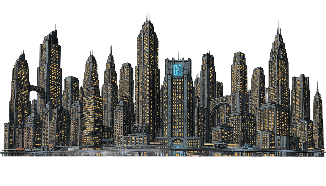 superhero city background png PNG transparent background