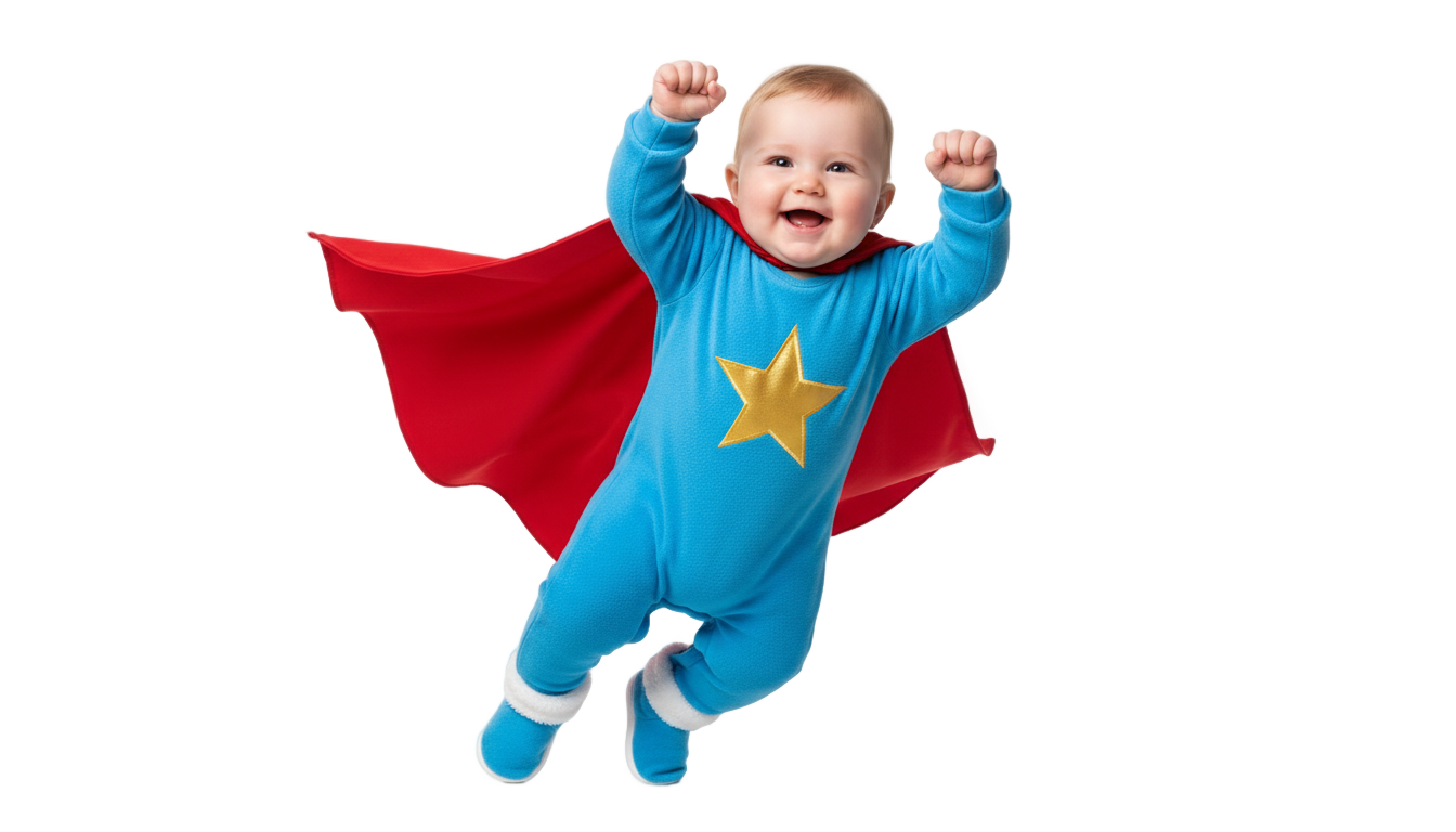 baby superhero png PNG transparent background