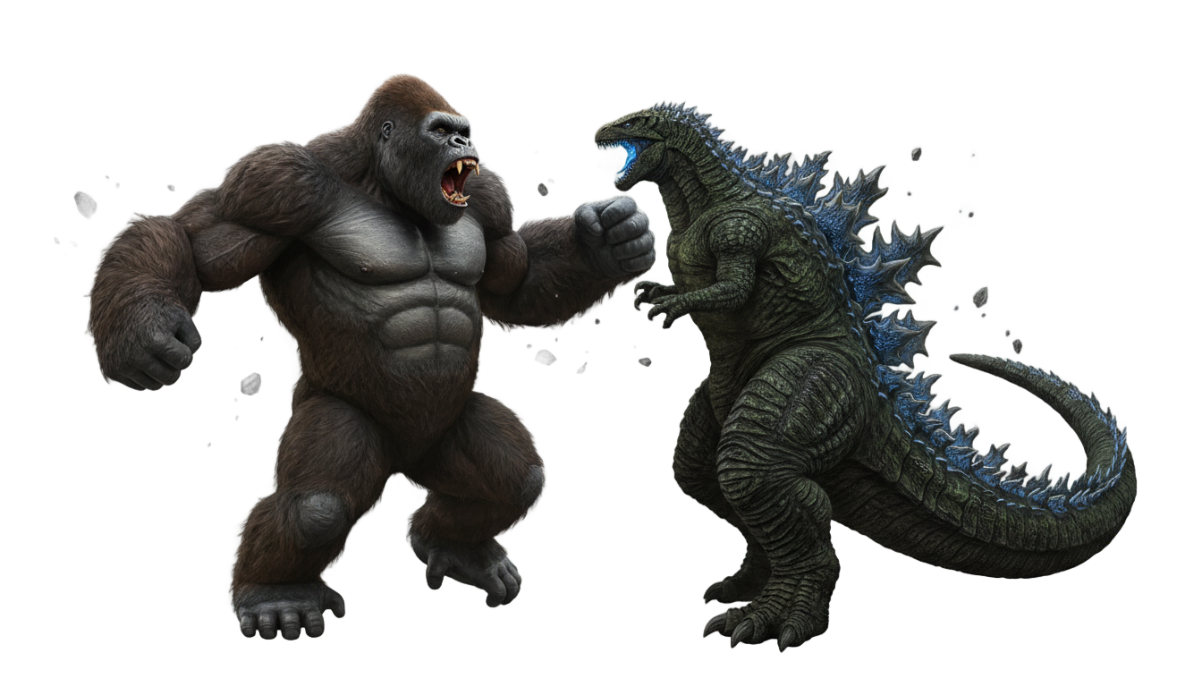 king kong vs godzilla png PNG transparent background