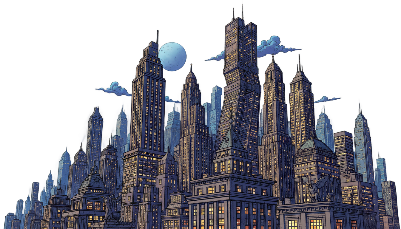 superhero city background png PNG transparent background