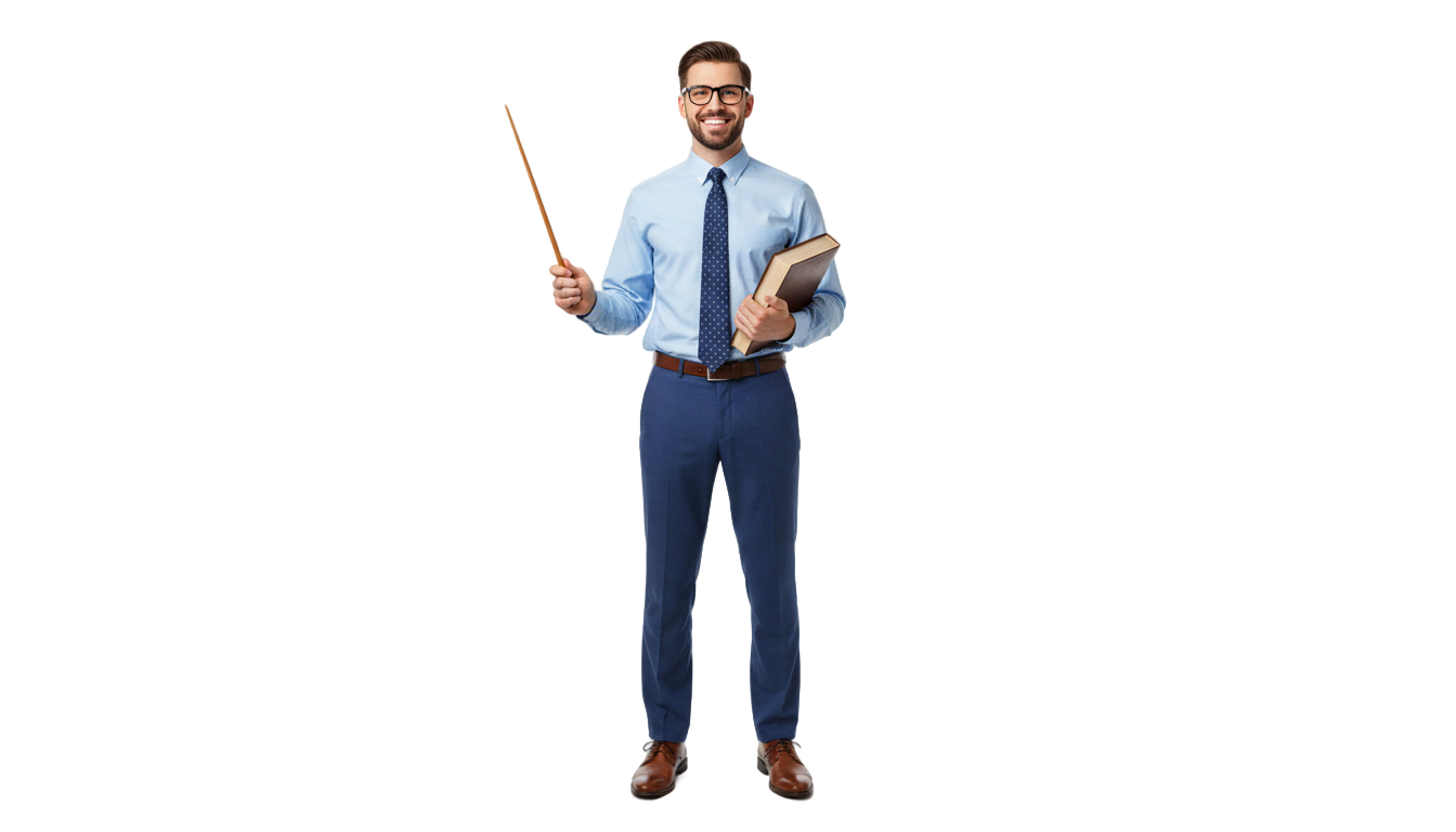 male teacher cartoon png PNG transparent background
