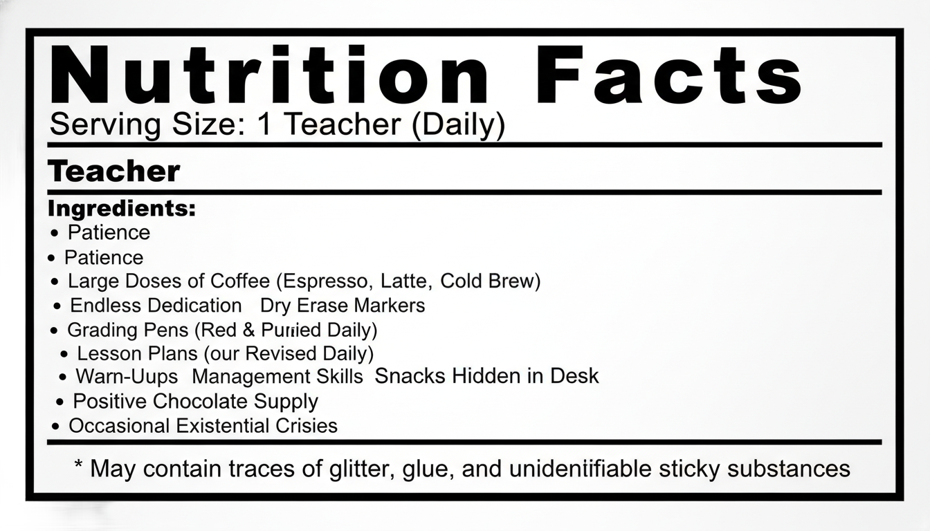 teacher nutrition facts png PNG transparent background