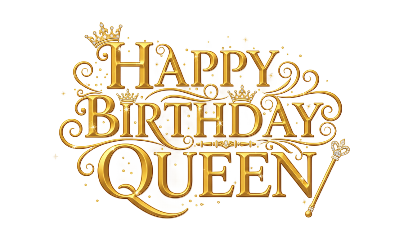 happy birthday queen png text PNG transparent background