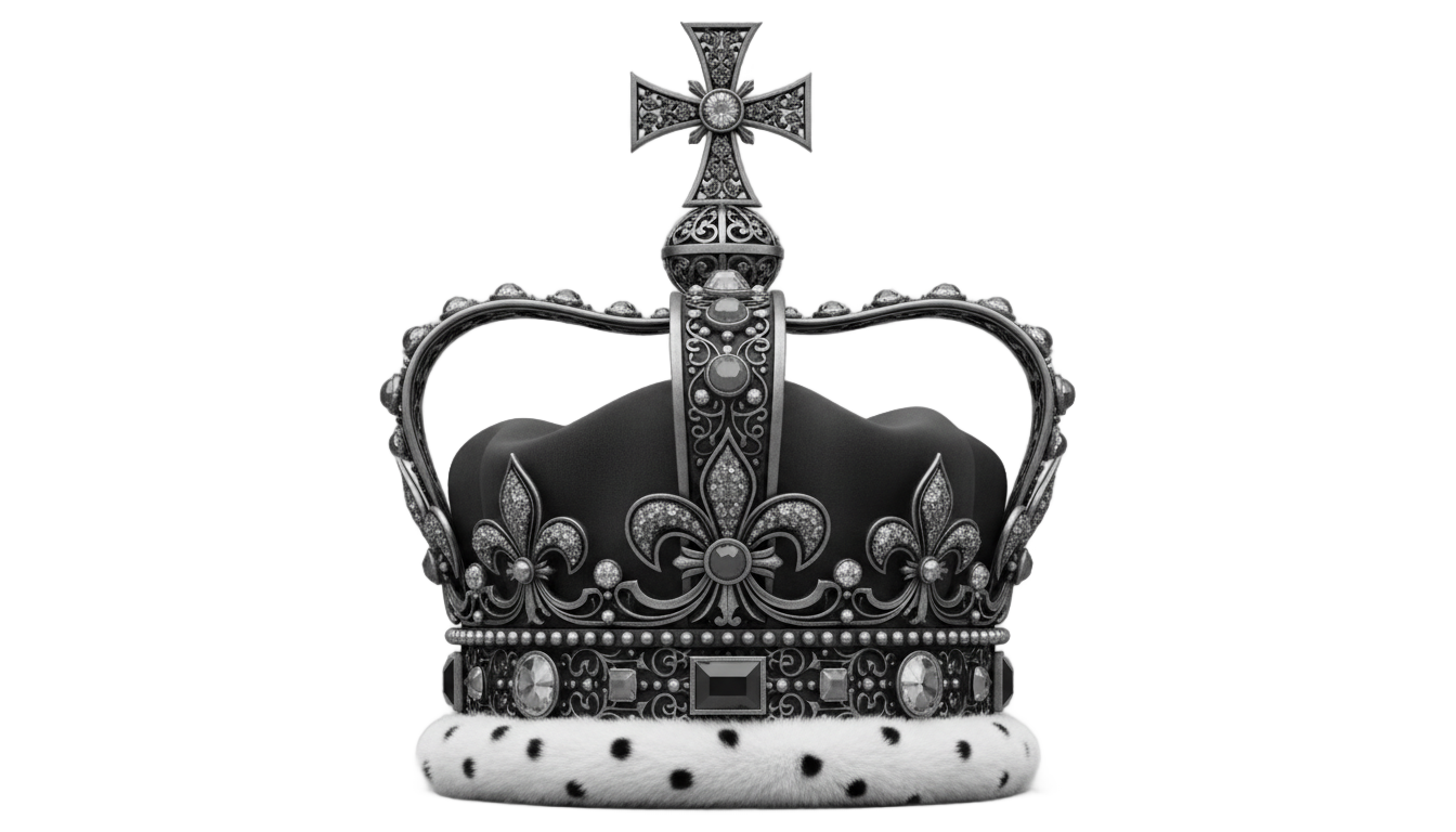 king crown png black and white PNG transparent background