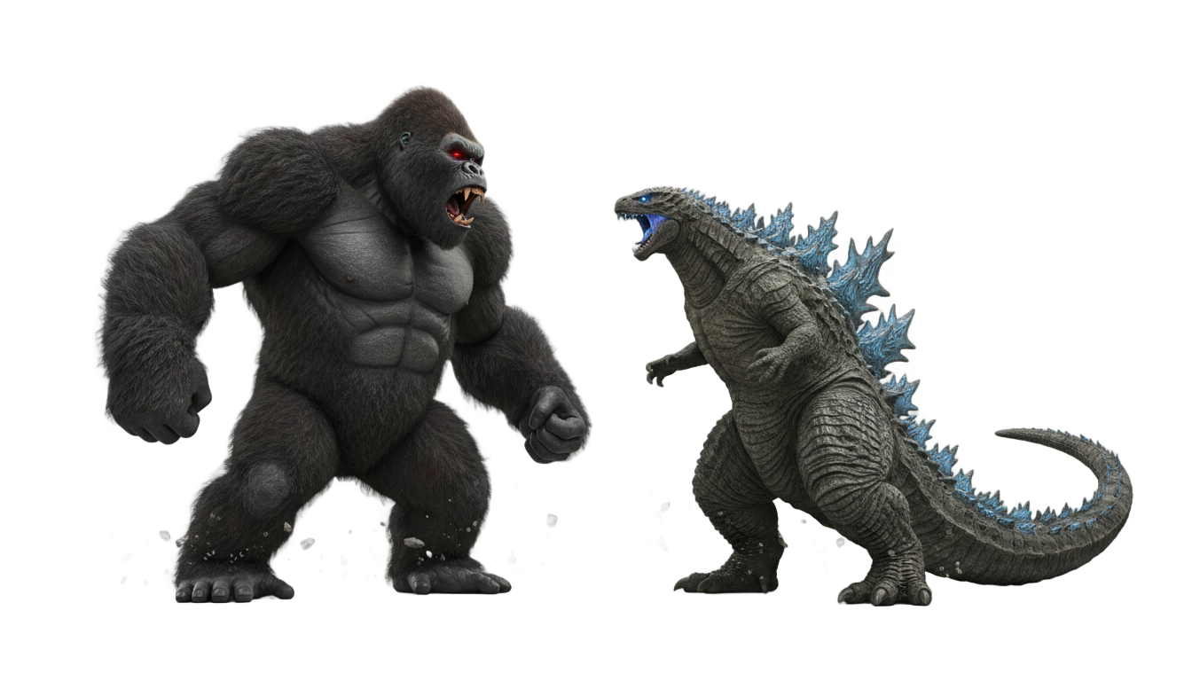 king kong vs godzilla png PNG transparent background