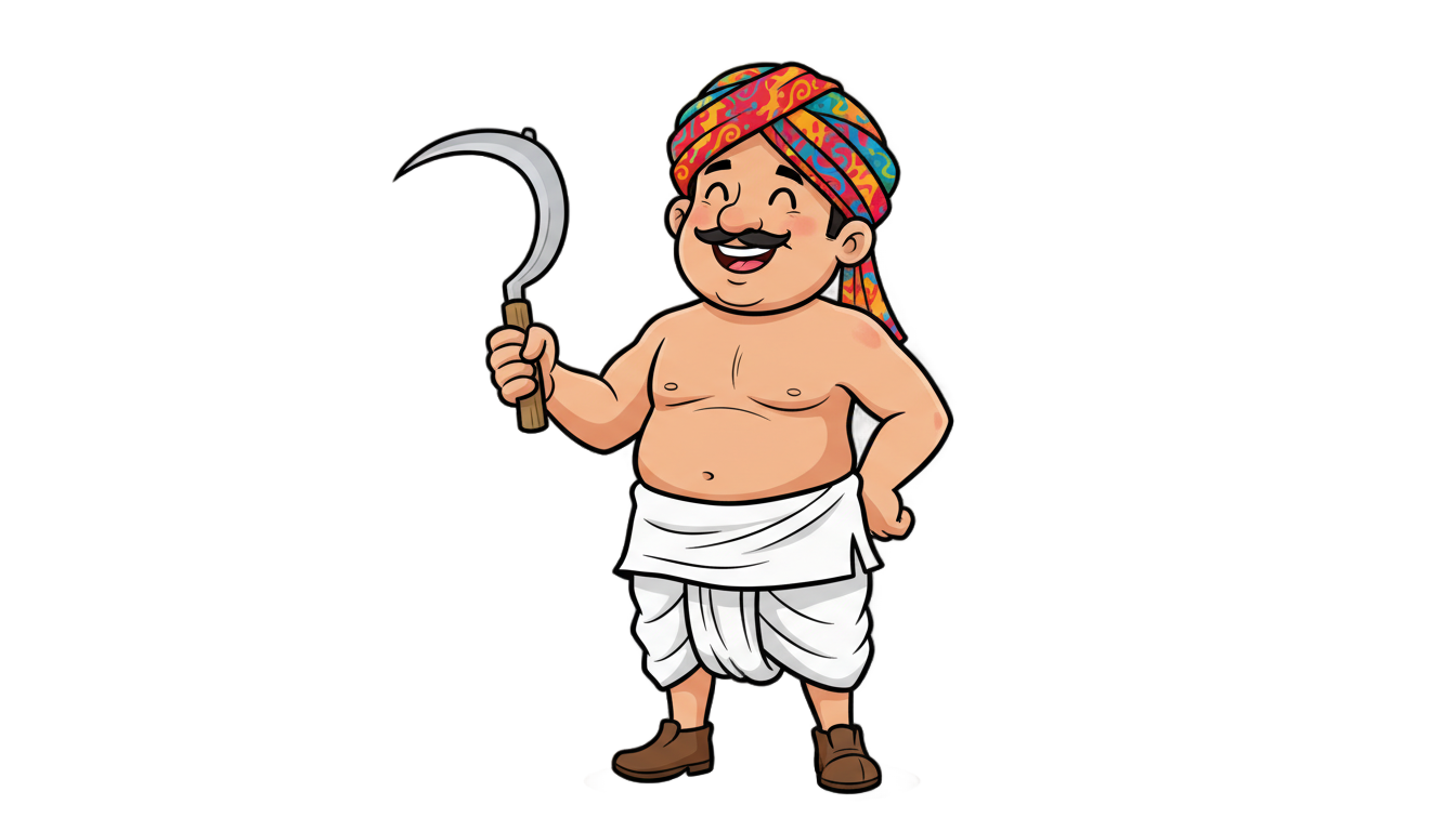 indian farmer cartoon png PNG transparent background