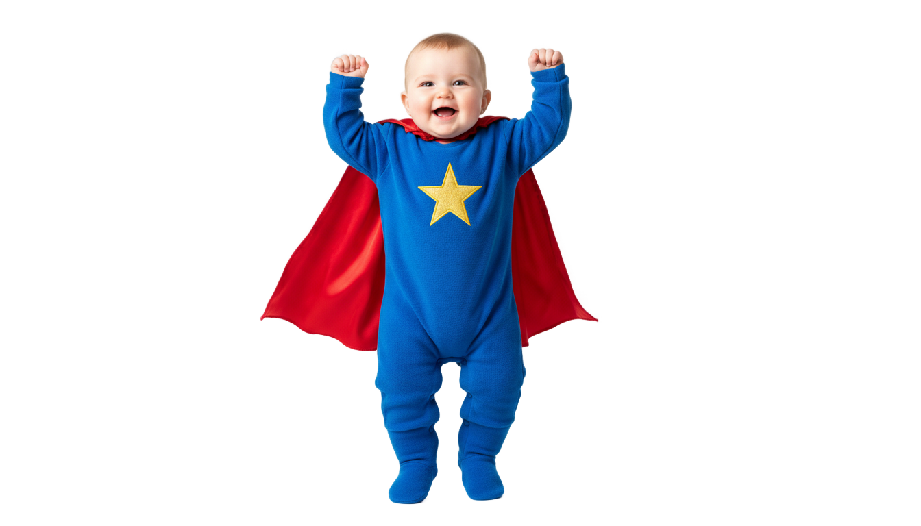 baby superhero png PNG transparent background