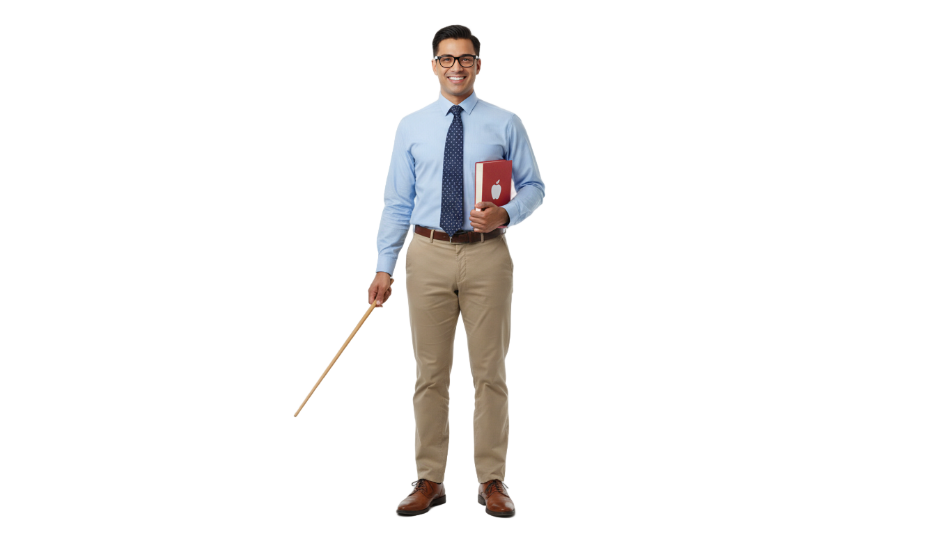 male teacher cartoon png PNG transparent background