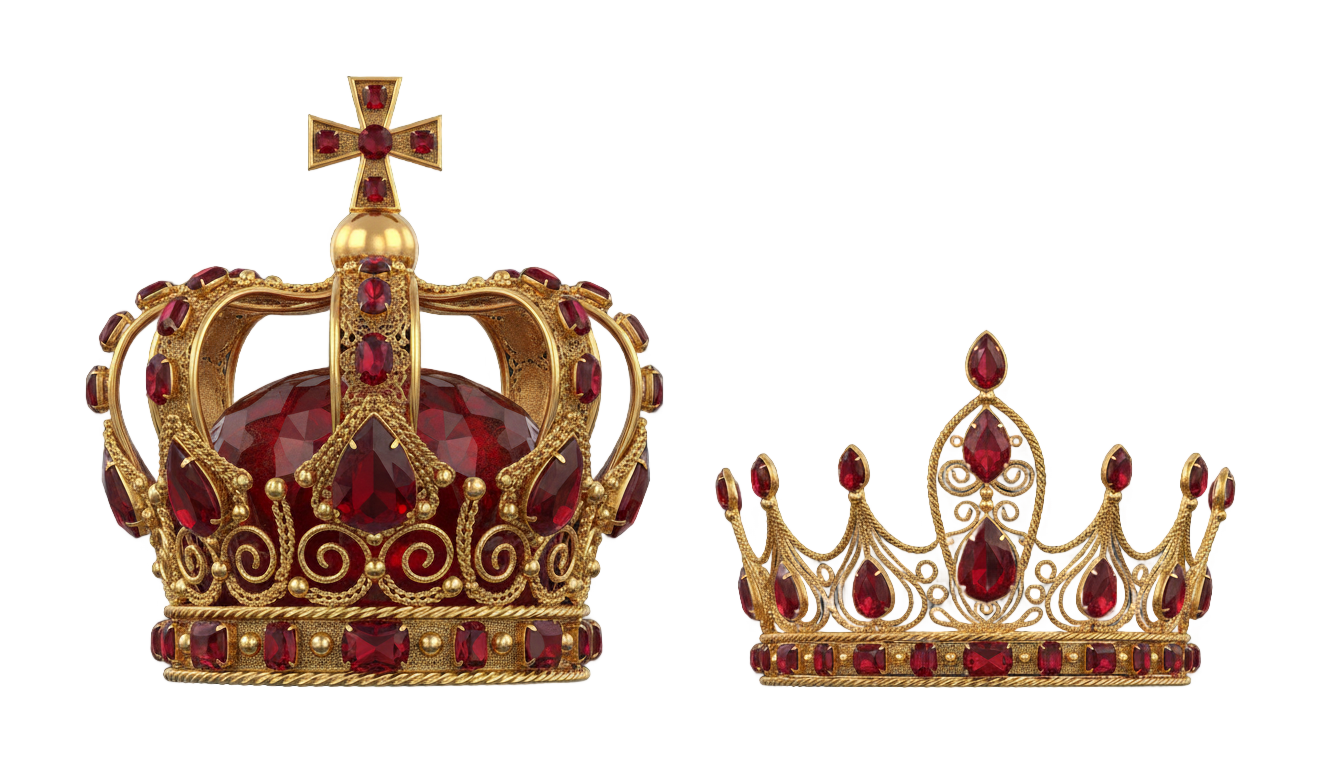 king and queen crowns png PNG transparent background