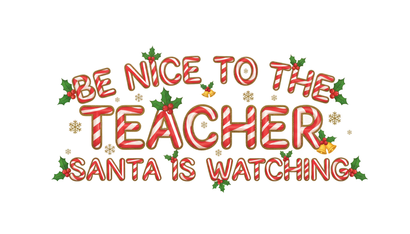 be nice to the teacher santa is watching png PNG transparent background
