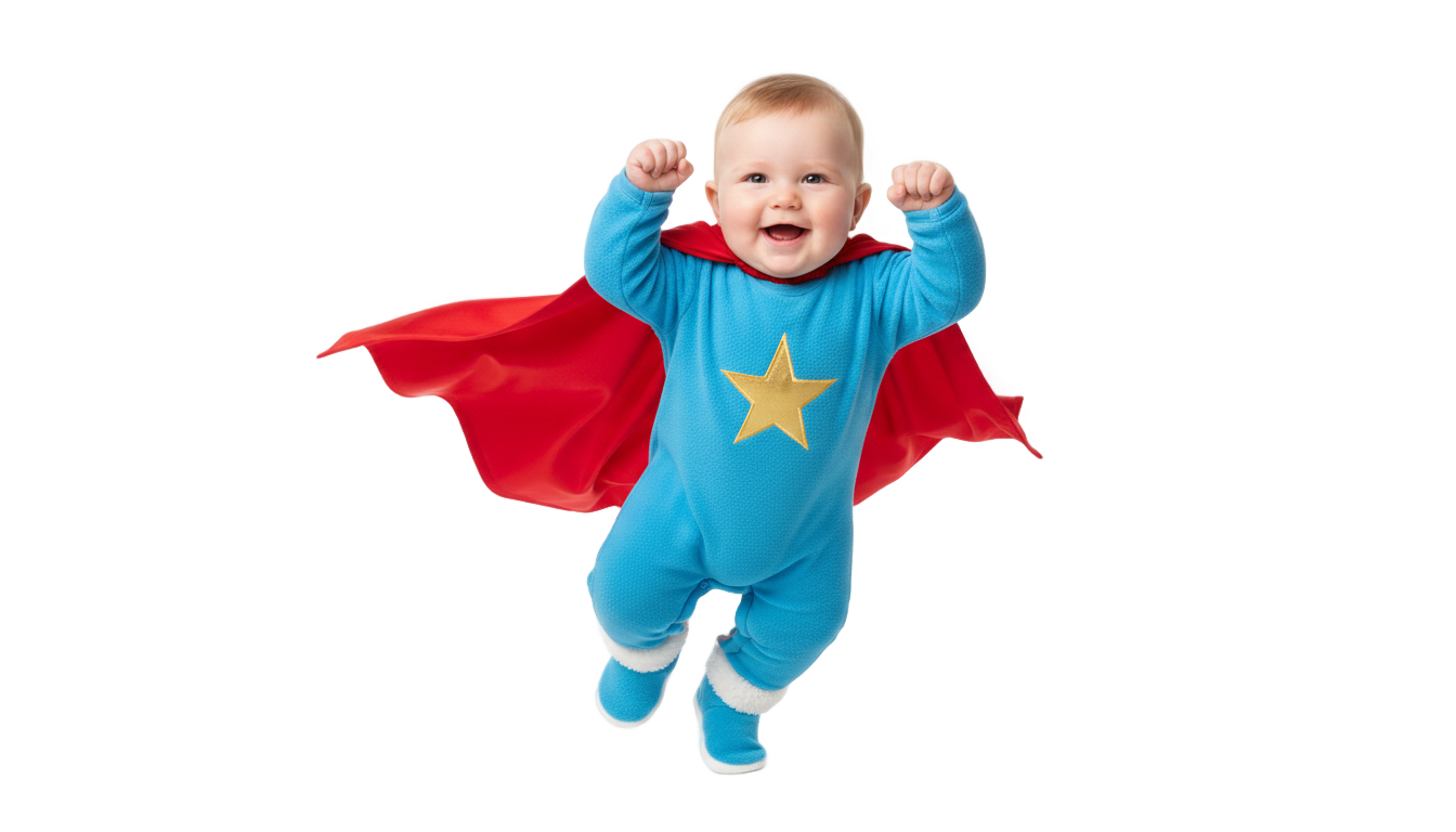 baby superhero png PNG transparent background