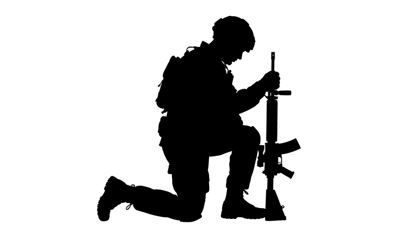 kneeling soldier silhouette png PNG transparent background