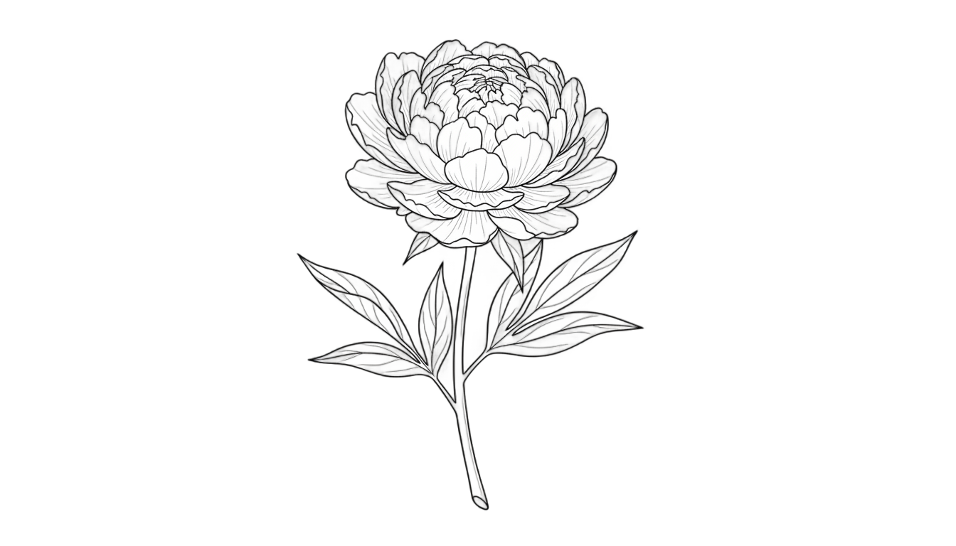 peony outline png PNG transparent background
