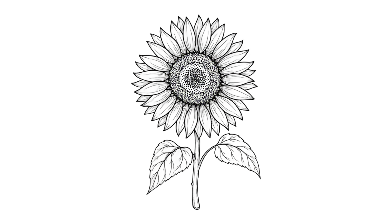 sunflower line drawing png PNG transparent background