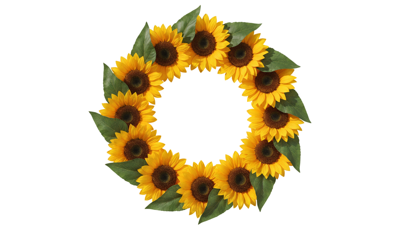 sunflower circle border png PNG transparent background