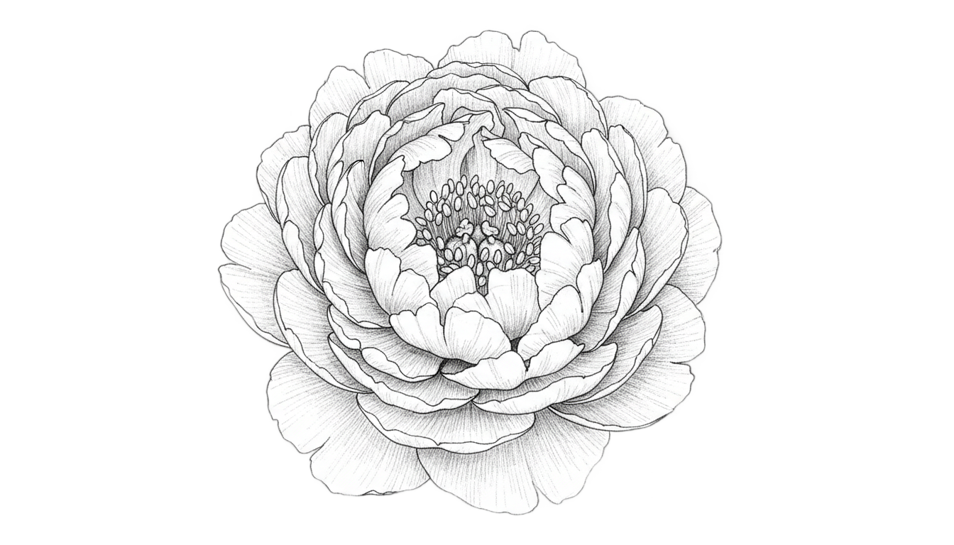 peony drawing png PNG transparent background