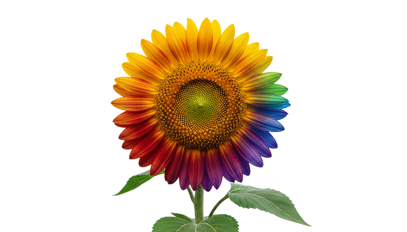 rainbow sunflower png PNG transparent background