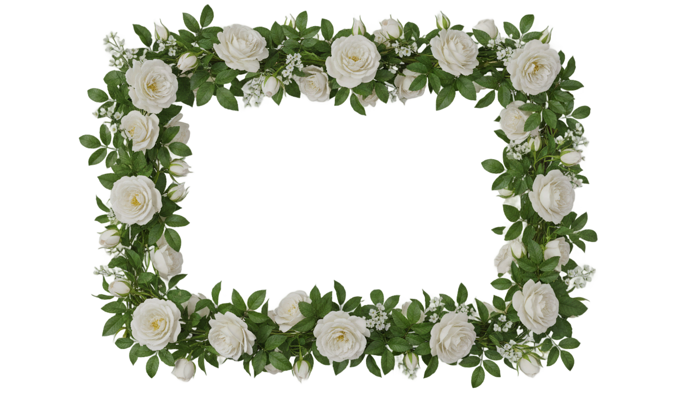 white rose border png PNG transparent background