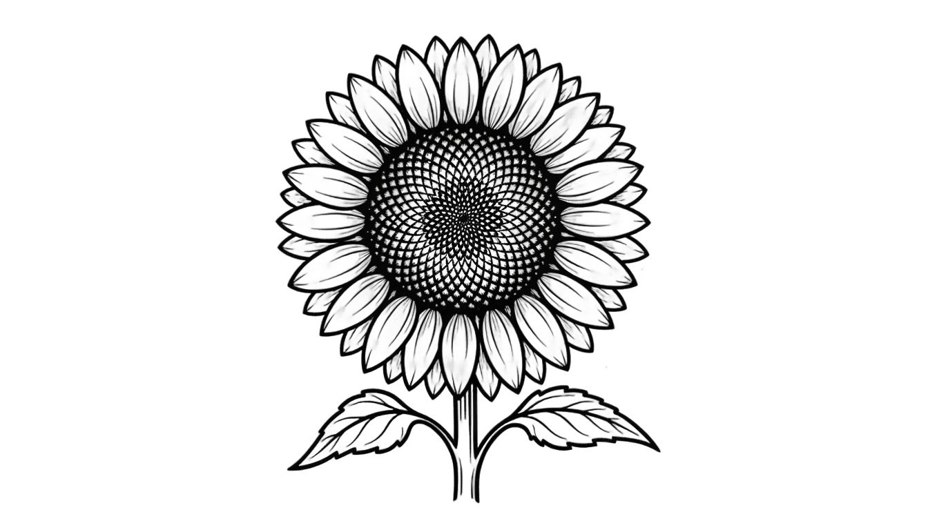 sunflower clipart black and white png PNG transparent background
