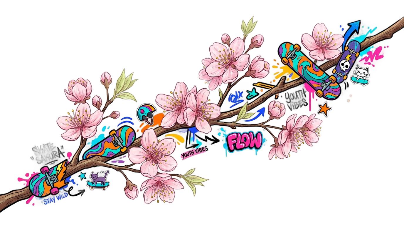 cherry blossom png sk8 PNG transparent background
