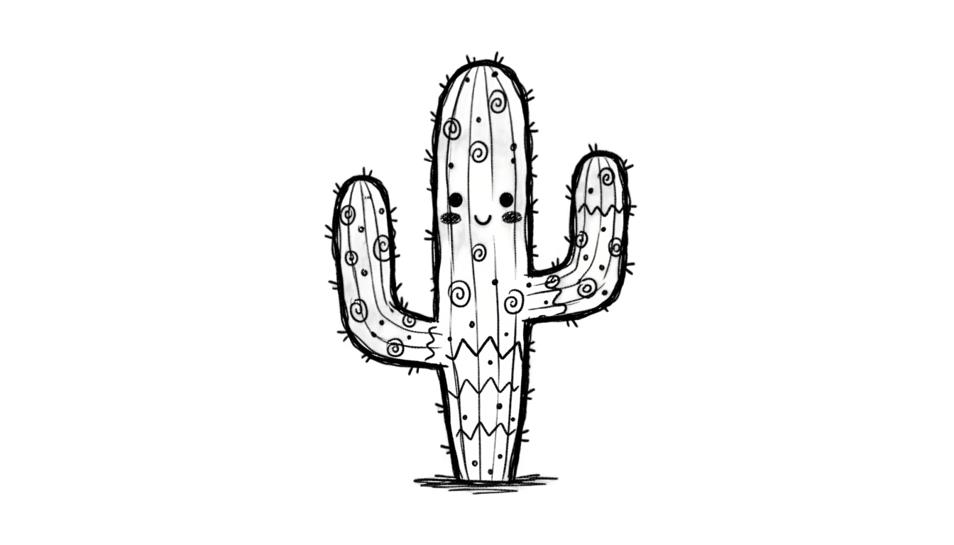 cactus doodle png PNG transparent background