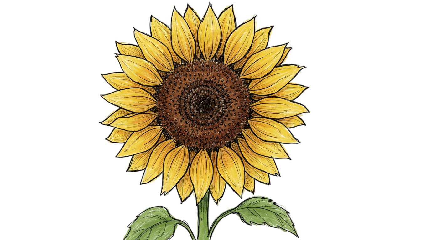 sunflower drawing png PNG transparent background