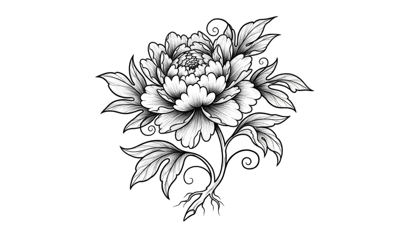peony tattoo png PNG transparent background