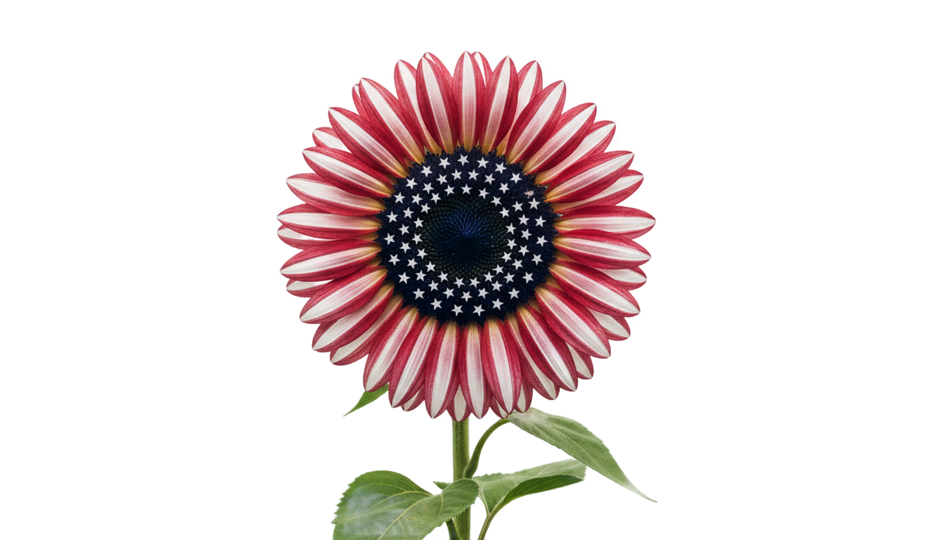 american flag sunflower png PNG transparent background