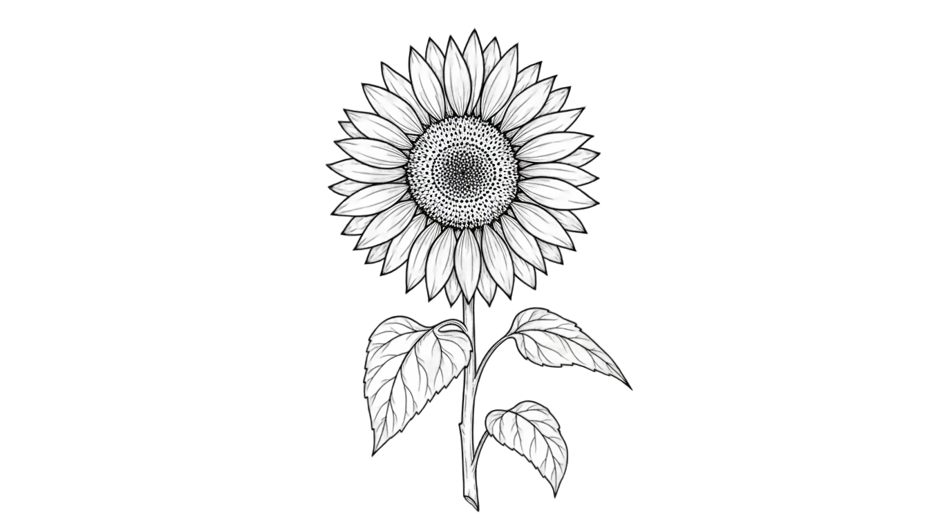 sunflower line drawing png PNG transparent background